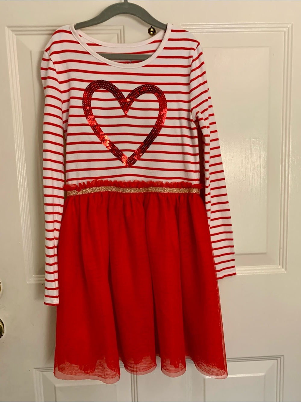 Cat & Jack Red and White Striped Heart Tulle Dress